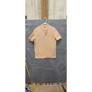 Manfinity Men's XL Beige Beach Lightweight Short Sleeve Center 3 buttons‎